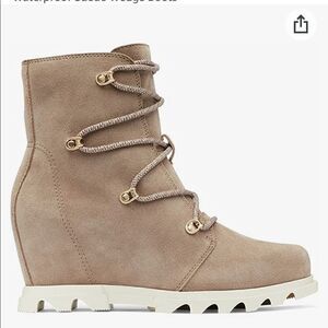 Sorel Joan of Arctic Mid Lace Wedge Omega Taupe Chalk 9